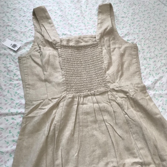 NWT Old Navy Square Neck Linen Blend Mini Dress Tan Brown M Petite - Picture 5 of 16